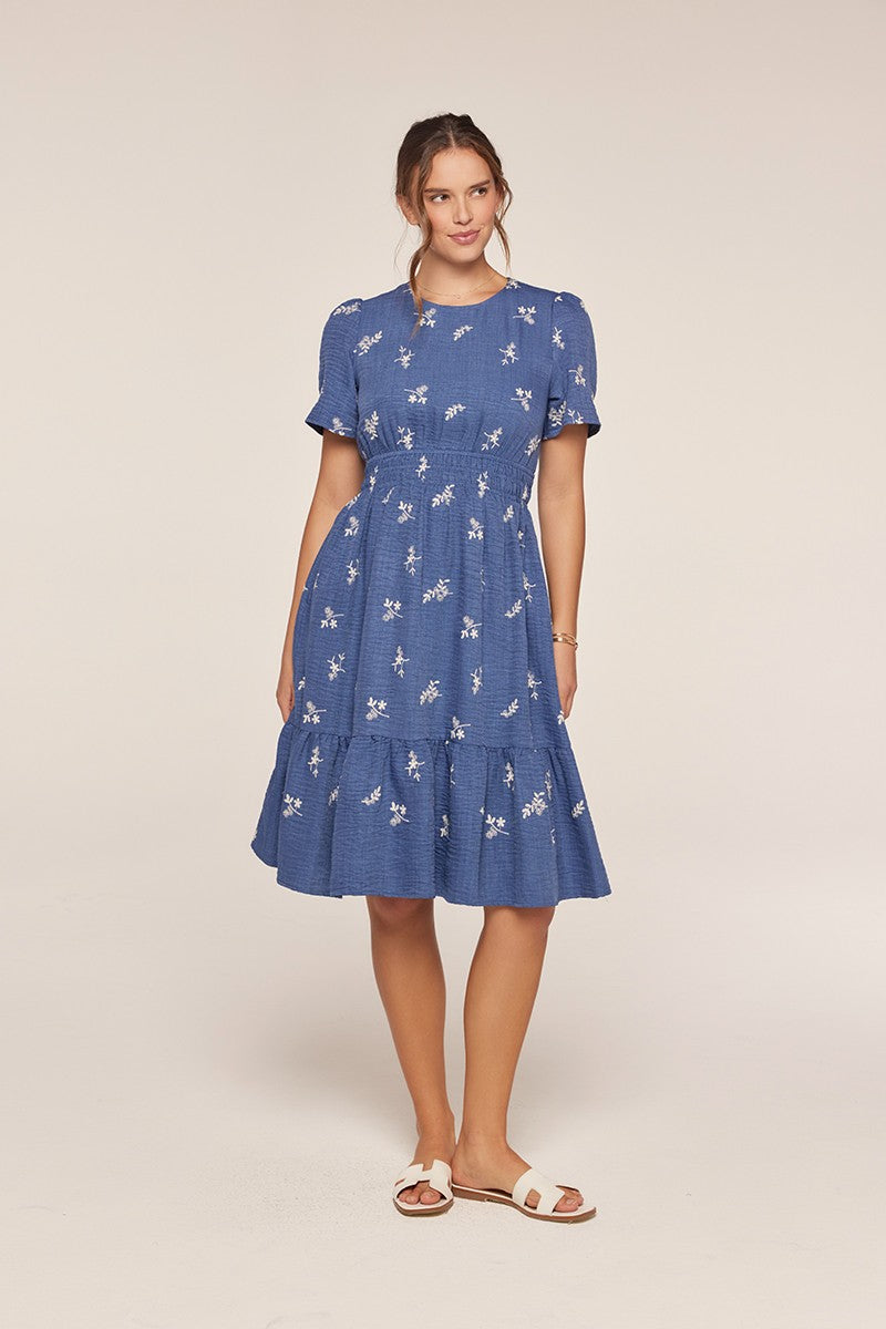 Embroidered Short Sleeve Dress