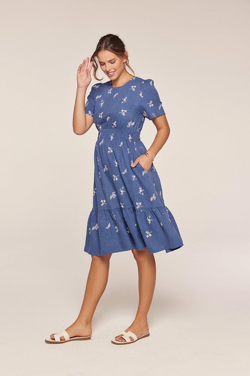 Embroidered Short Sleeve Dress