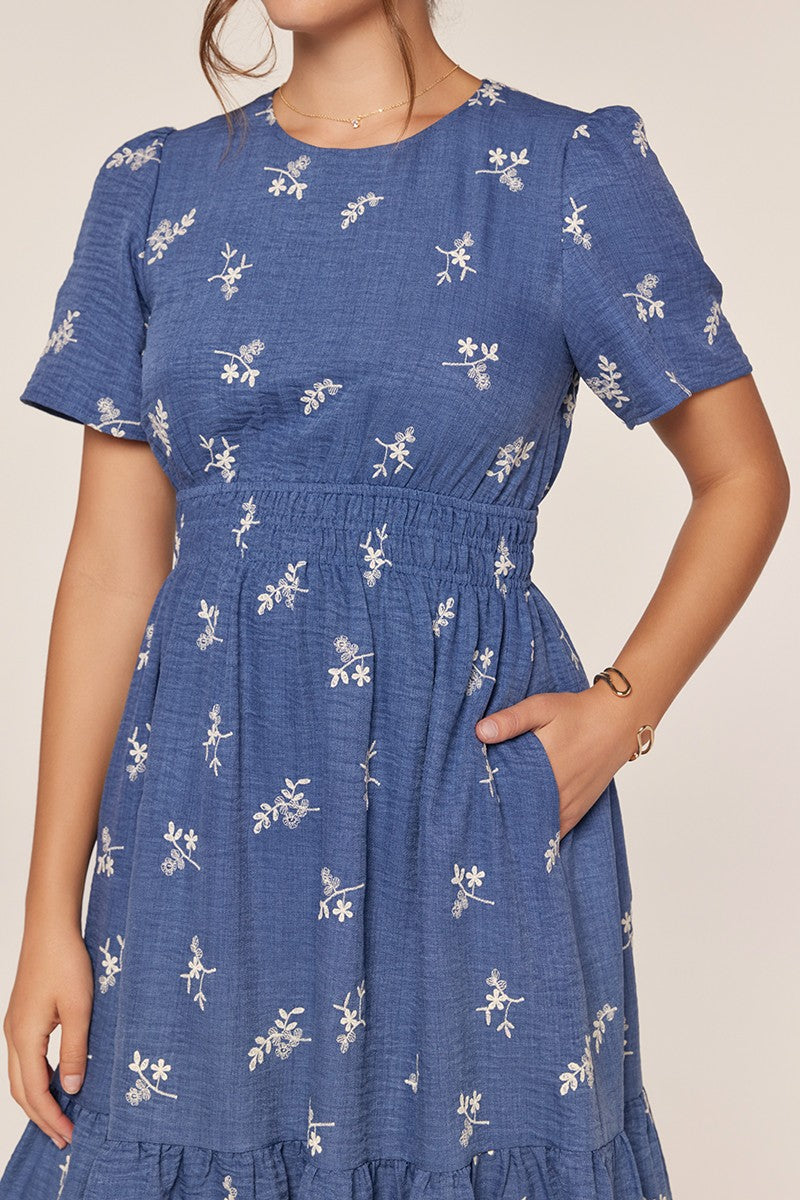 Embroidered Short Sleeve Dress