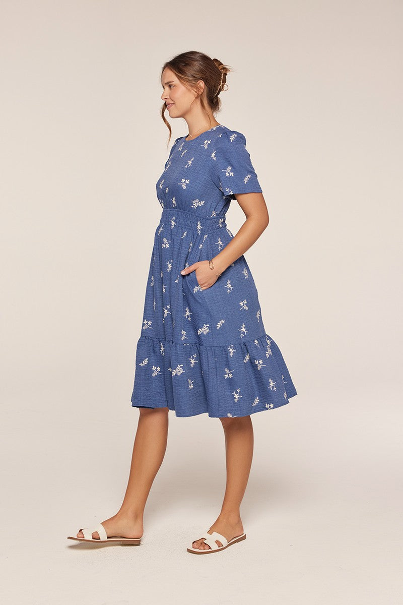 Embroidered Short Sleeve Dress
