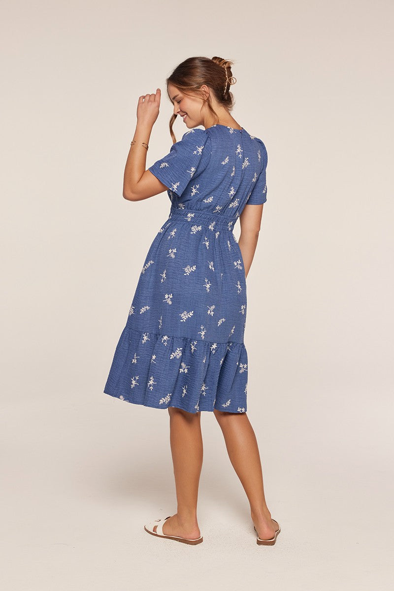 Embroidered Short Sleeve Dress