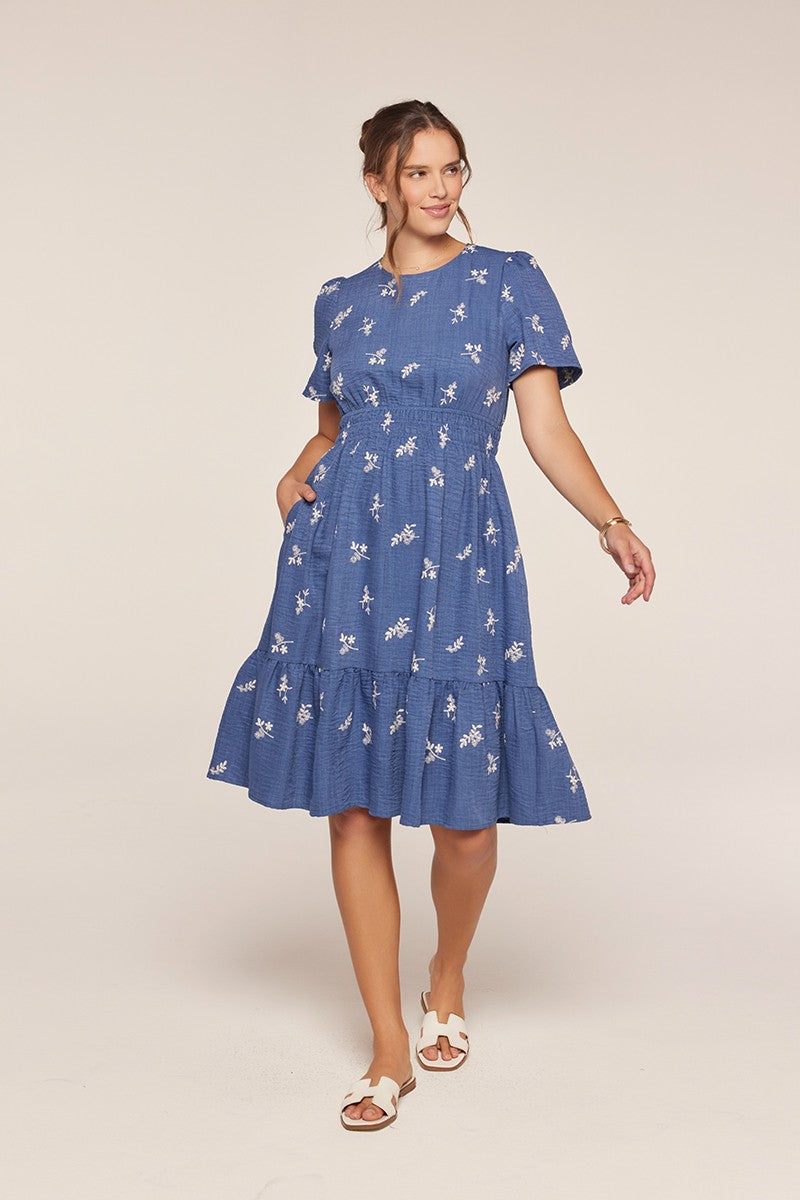 Embroidered Short Sleeve Dress