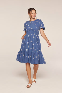 Embroidered Short Sleeve Dress