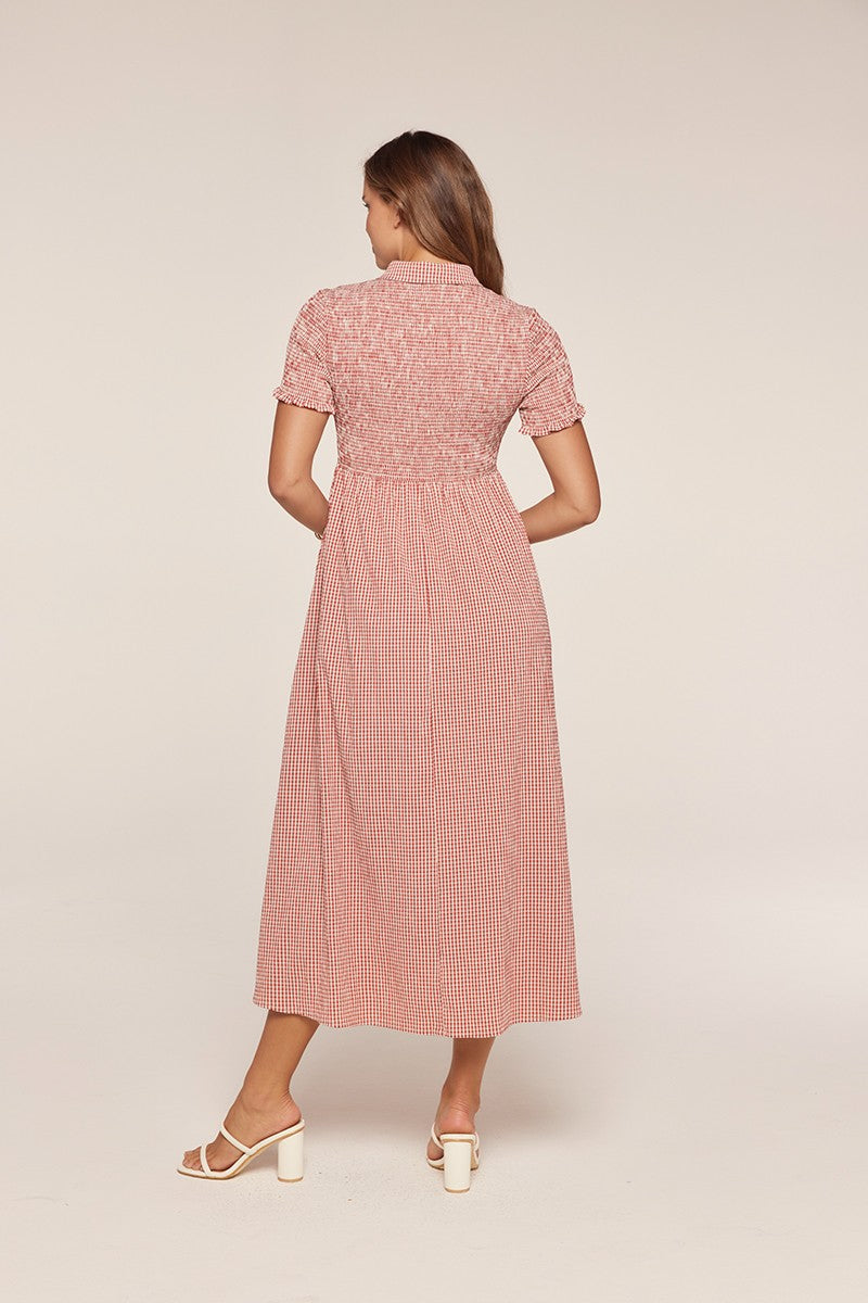 Smocked Detail Gingham Dress