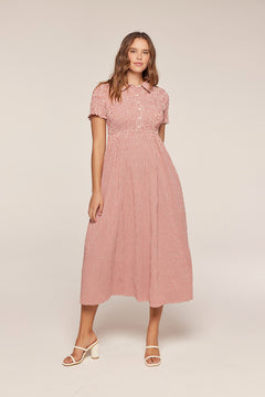 Plus Size Smocked Detail Gingham Dress