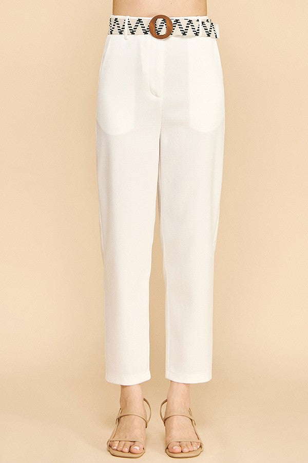 Tweed Braided Circle Belt Wide Leg Trousers