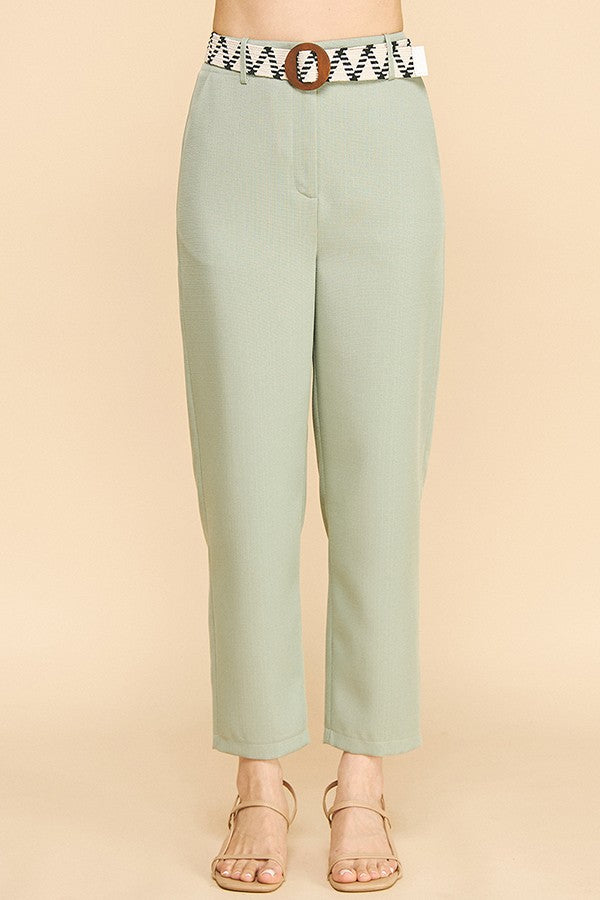 Tweed Braided Circle Belt Wide Leg Trousers