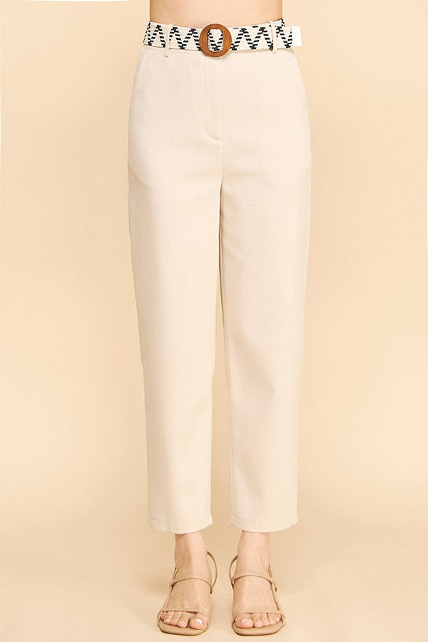 Tweed Braided Circle Belt Wide Leg Trousers