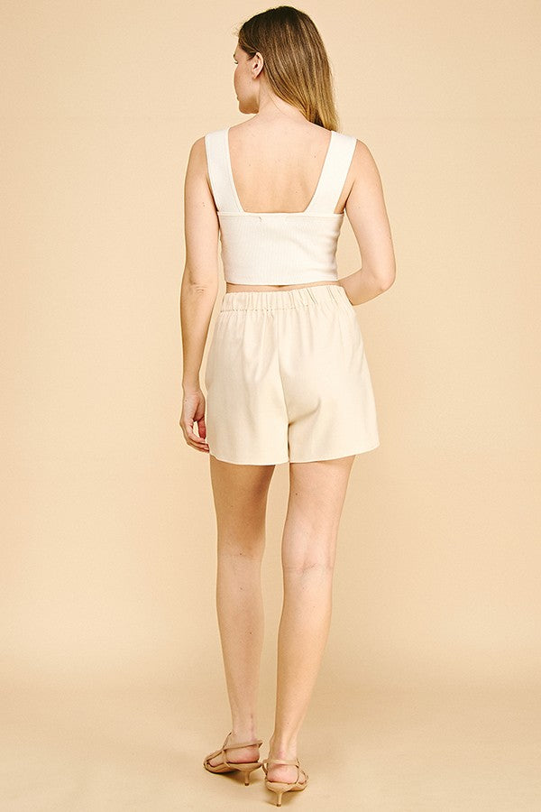 Linen Double Notch Straight Style Skort