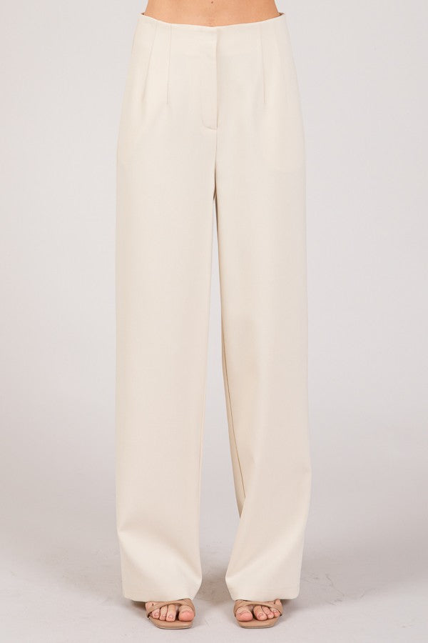 Twill Darted Wide Leg Trousers