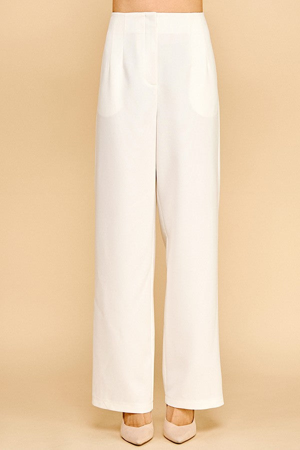 Twill Darted Wide Leg Trousers