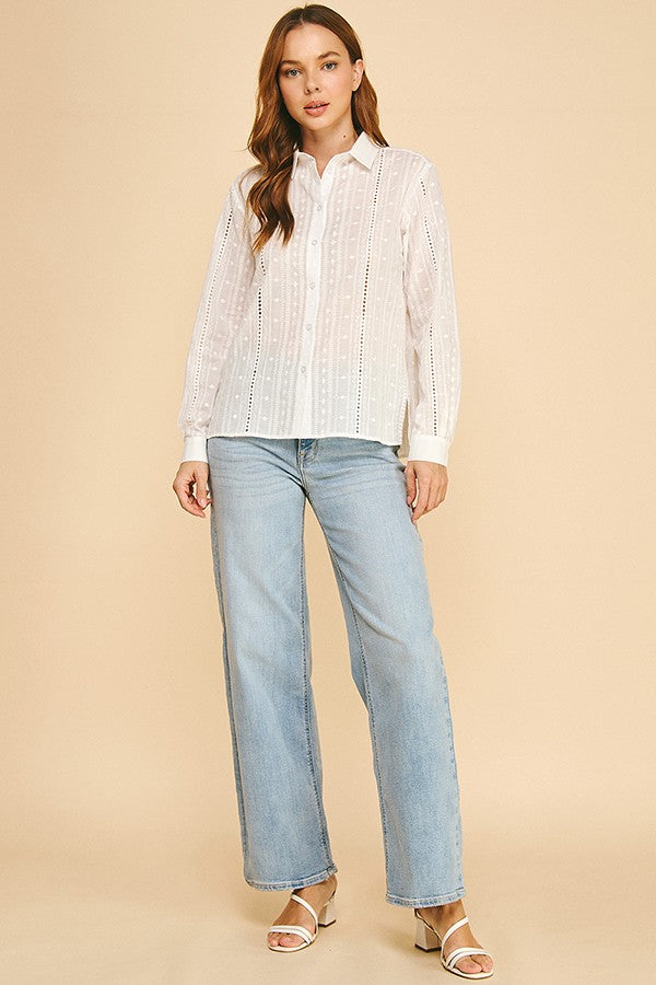 Cotton Embroidered Dress Shirt Blouse