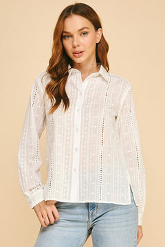 Cotton Embroidered Dress Shirt Blouse