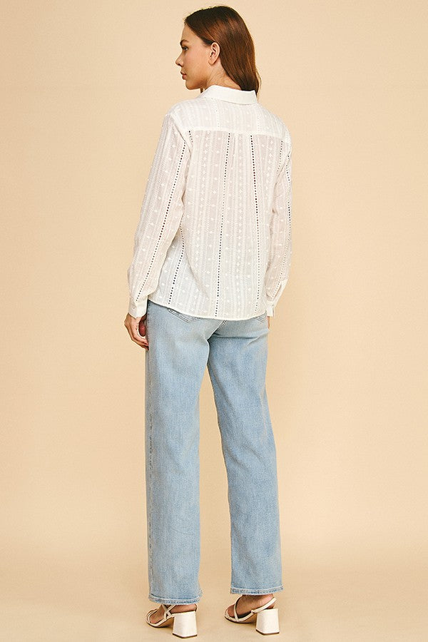 Cotton Embroidered Dress Shirt Blouse