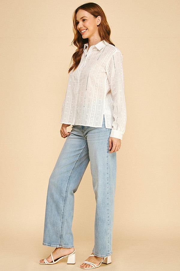Cotton Embroidered Dress Shirt Blouse