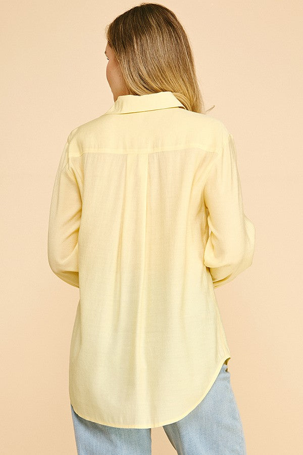 Lawn Oversized Faux Pearl Button Dress Shirt