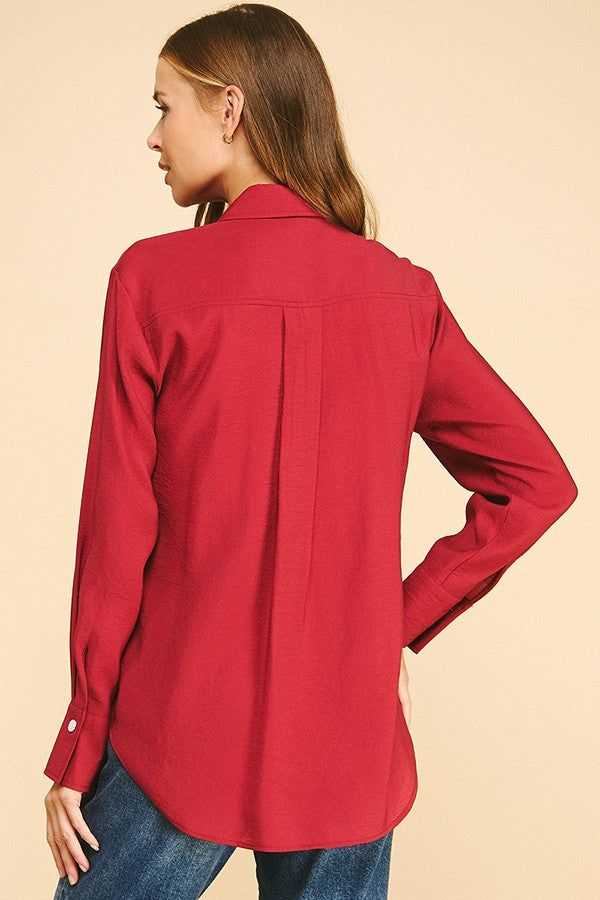 Lawn Oversized Faux Pearl Button Dress Shirt