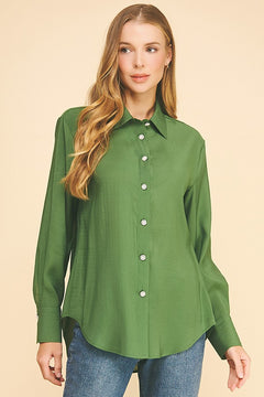 Lawn Oversized Faux Pearl Button Dress Shirt