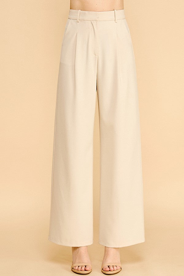Twill Wide Leg Trousers Pants