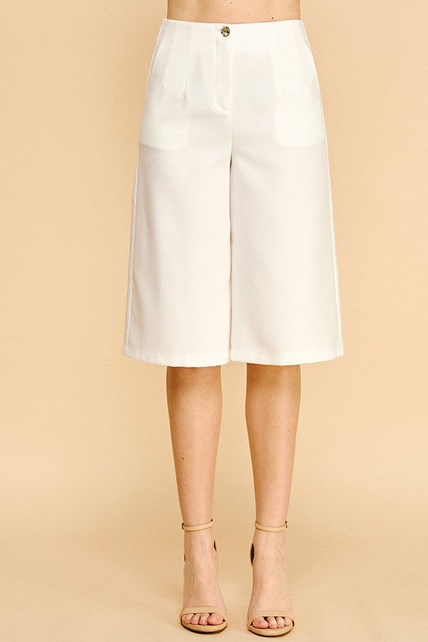 Textured Twill Darted Long Bermuda Shorts