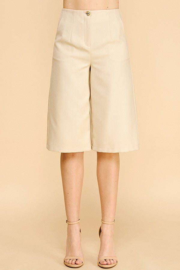 Textured Twill Darted Long Bermuda Shorts