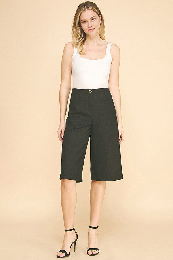 Textured Twill Darted Long Bermuda Shorts