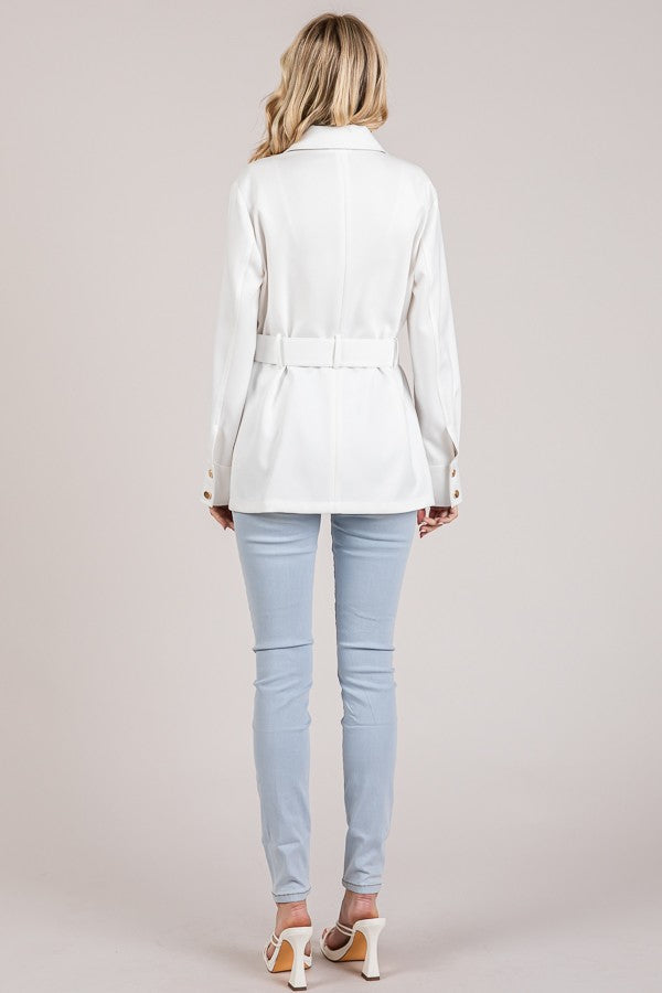 Textured Twill Belted Quad Pocket Shacket