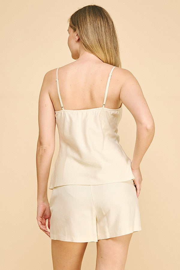 Lawn Cowl Neck Cami Top
