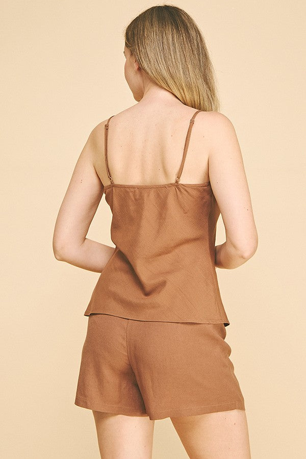 Lawn Cowl Neck Cami Top