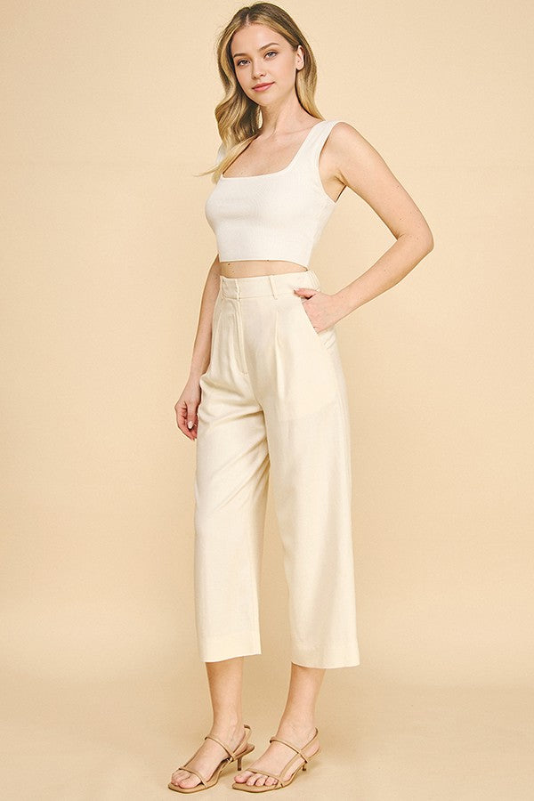 Lawn Cropped Wide Leg Trousers