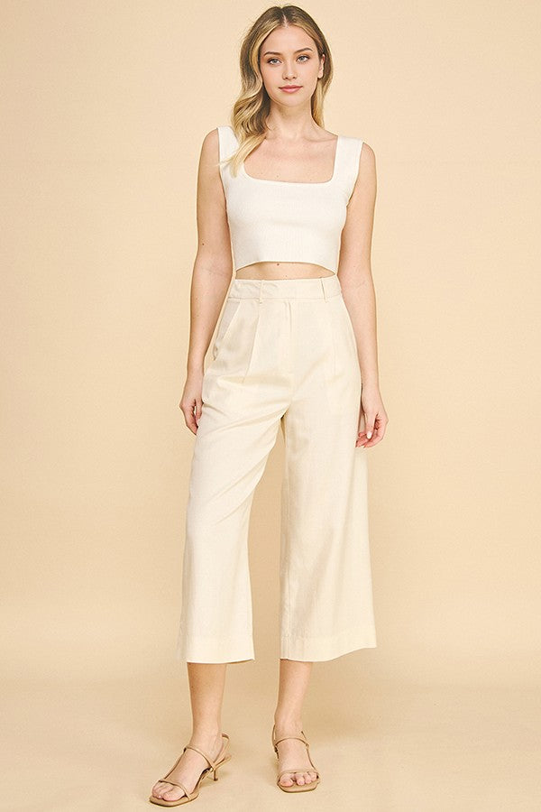 Lawn Cropped Wide Leg Trousers
