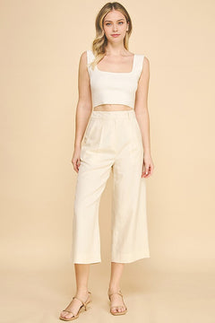 Lawn Cropped Wide Leg Trousers