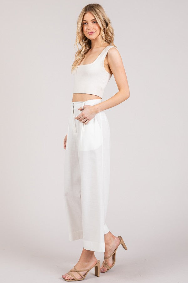 Lawn Cropped Wide Leg Trousers