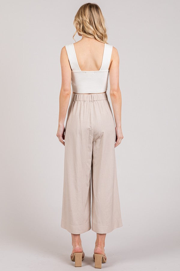 Lawn Cropped Wide Leg Trousers