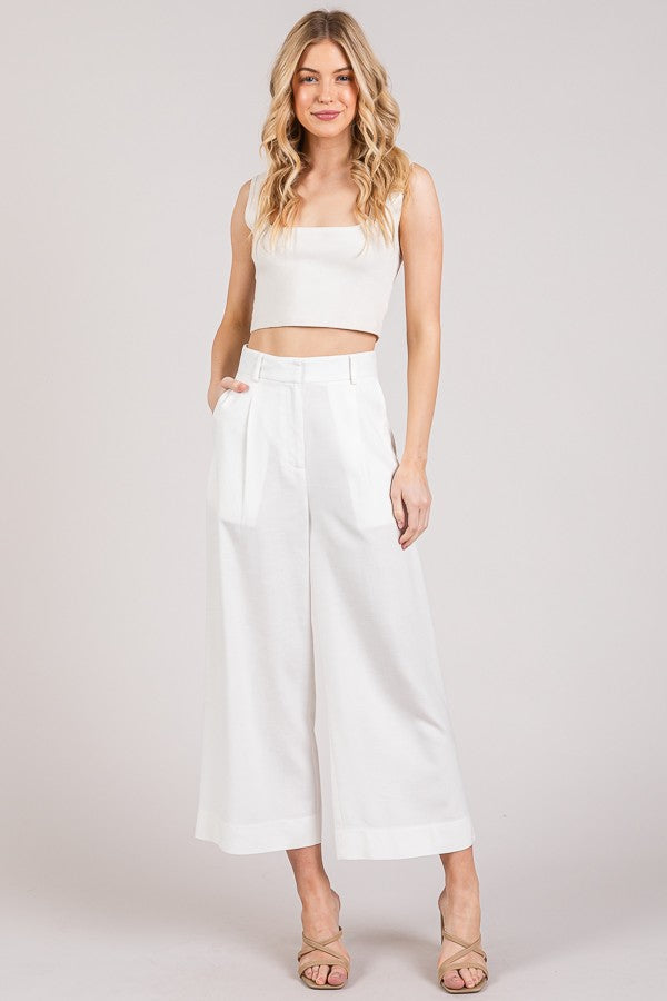 Lawn Cropped Wide Leg Trousers