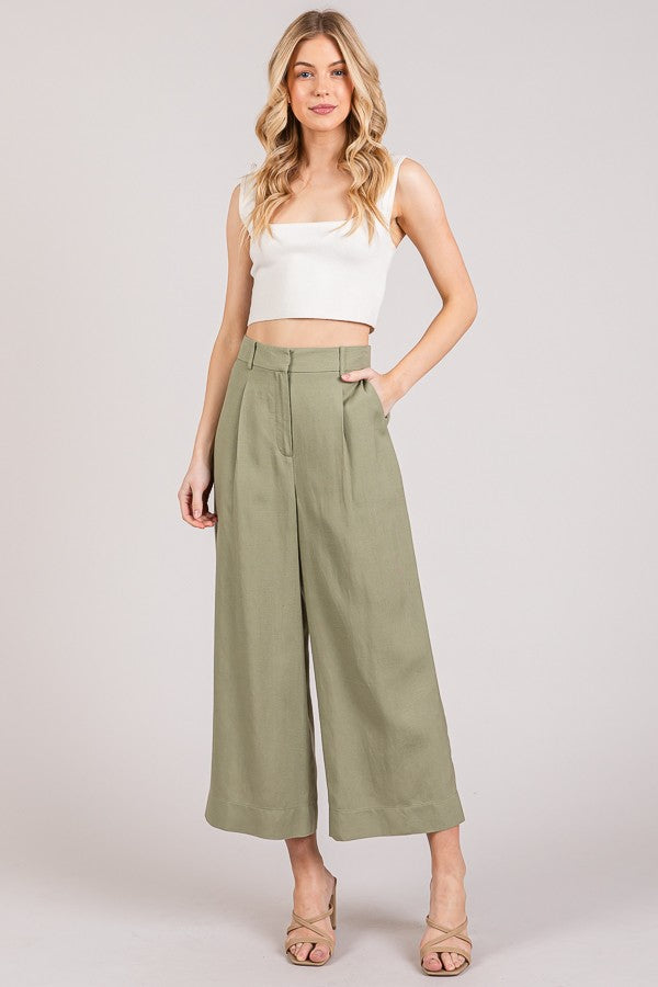 Lawn Cropped Wide Leg Trousers