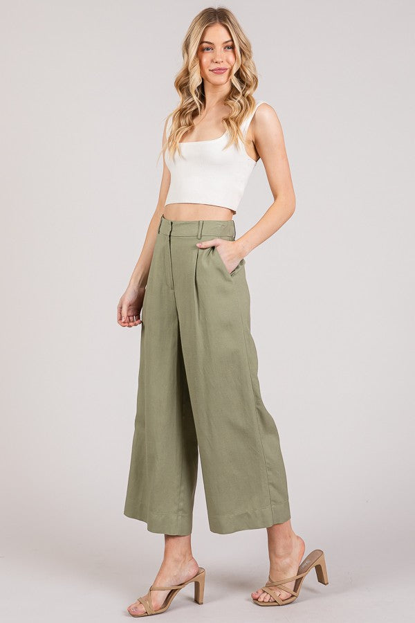 Lawn Cropped Wide Leg Trousers
