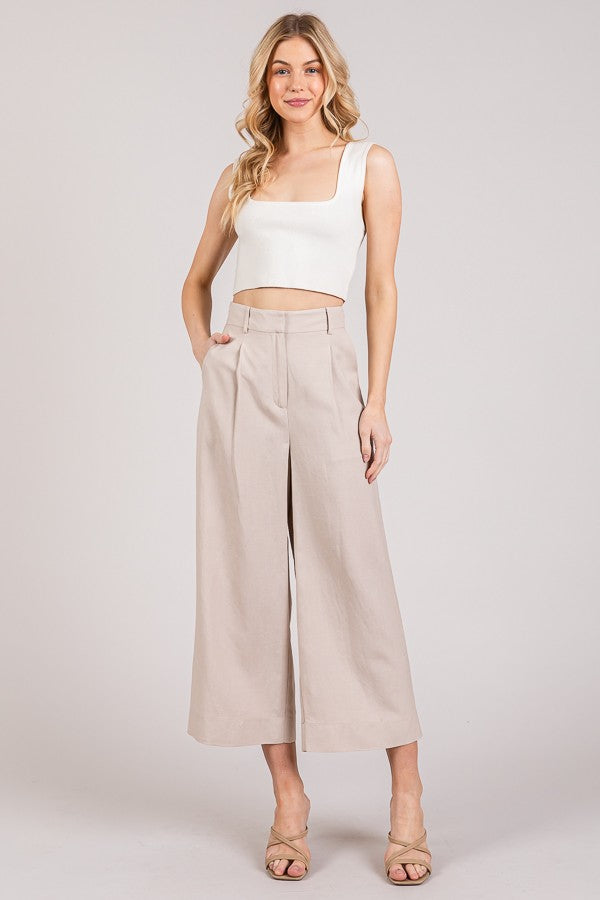 Lawn Cropped Wide Leg Trousers