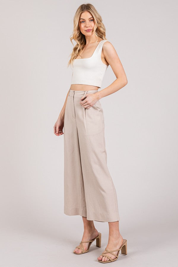 Lawn Cropped Wide Leg Trousers