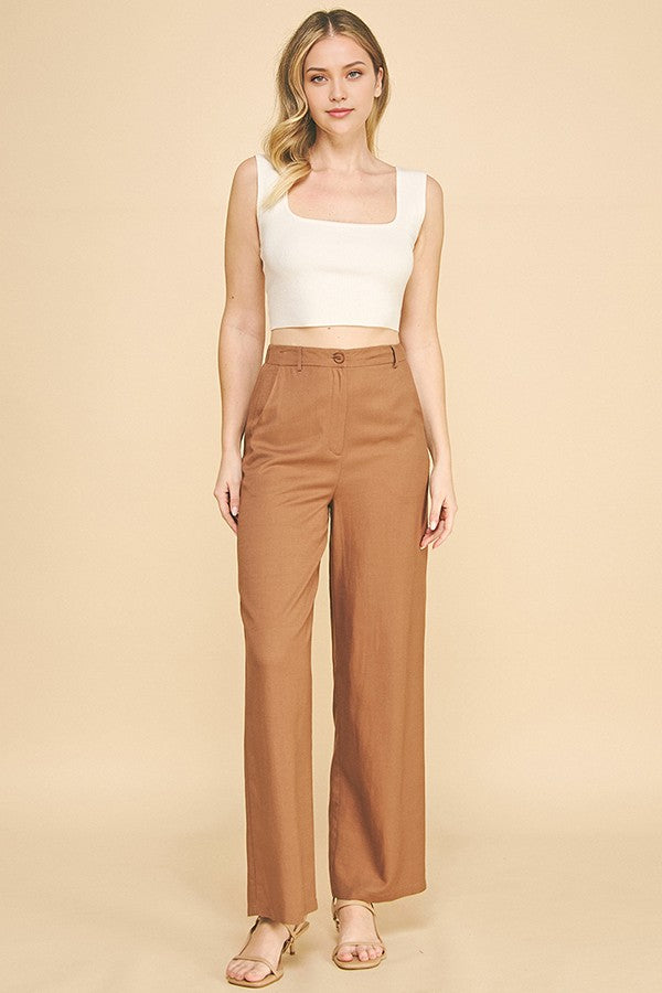 Lawn High Waist Straight Leg Tailored Trousers