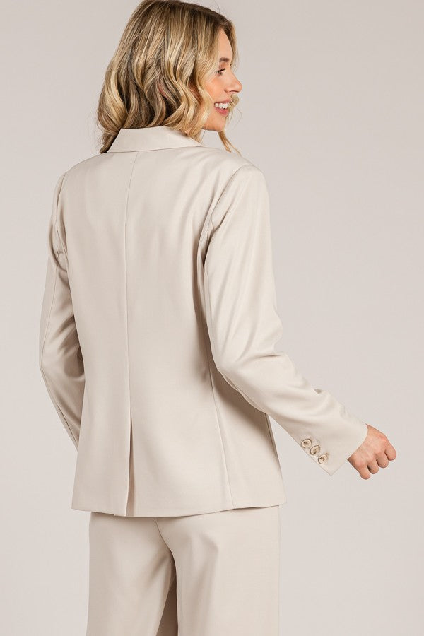 Twill Flared Oversized Blazer