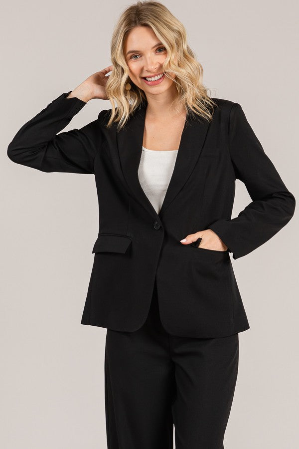 Twill Flared Oversized Blazer