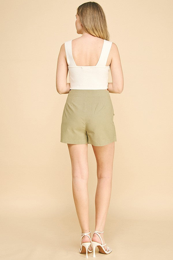 Linen Patch Pocket Wrap Skort