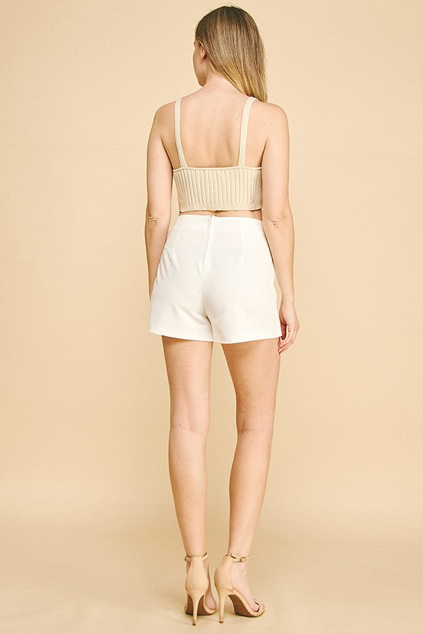 Denim Belted Tab Wrap Mini Skort