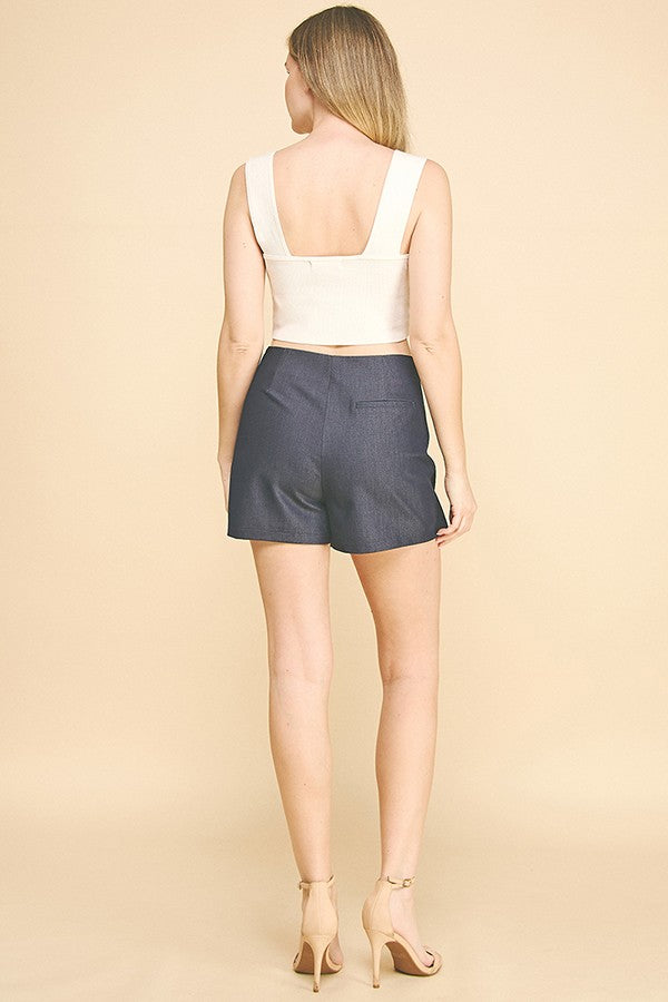 Denim Buttoned Wrap Skort