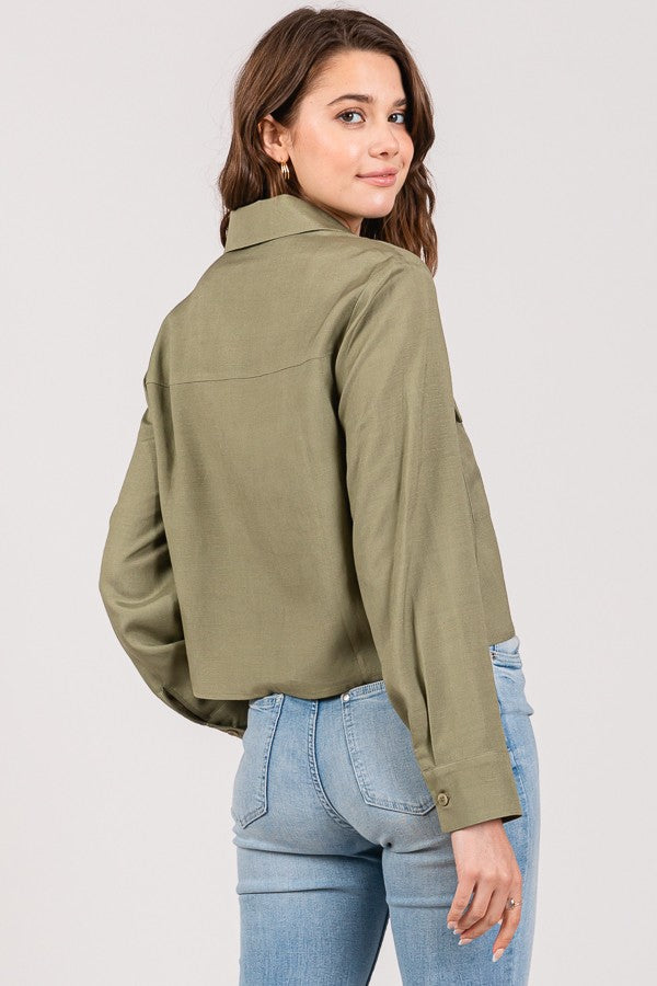Linen Lawn Cropped Shacket