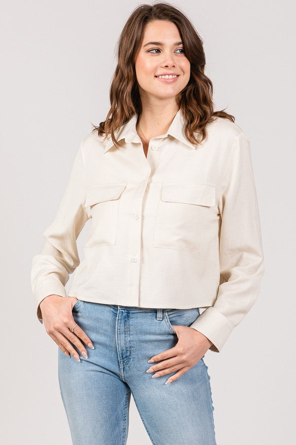 Linen Lawn Cropped Shacket
