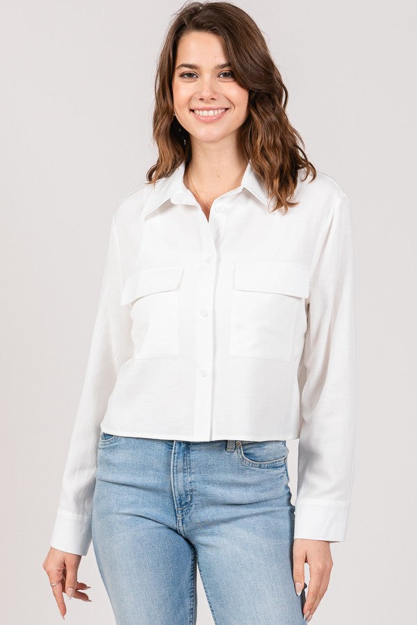 Linen Lawn Cropped Shacket