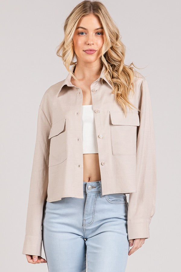 Linen Lawn Cropped Shacket