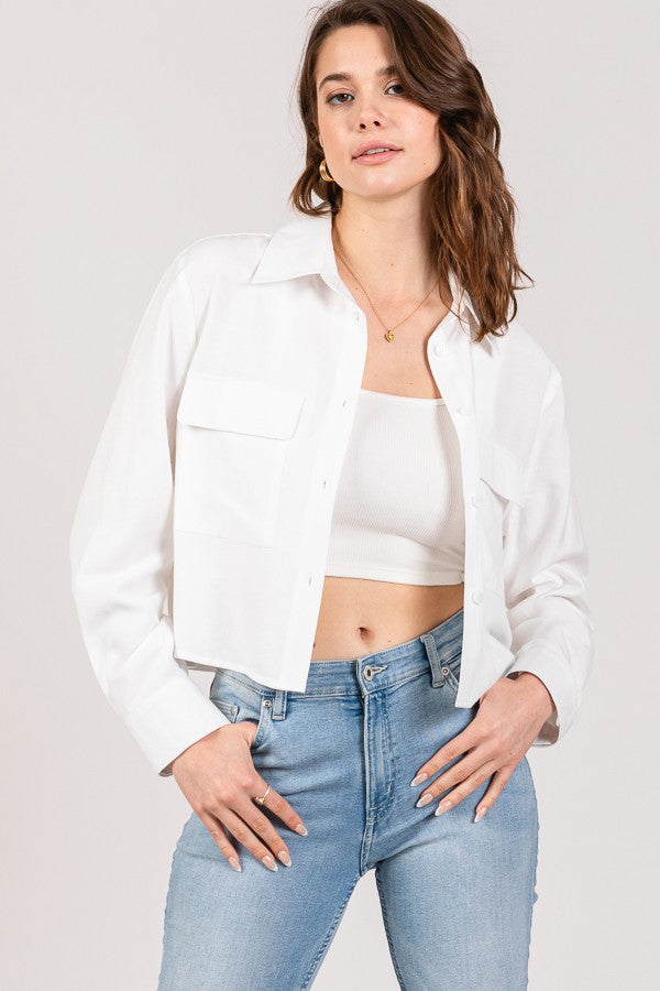 Linen Lawn Cropped Shacket